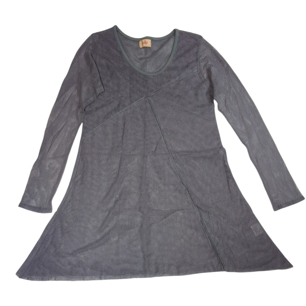 Tulip Cotton Mesh Tunic Women XS Gray Lagenlook Boho Top